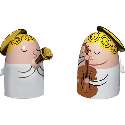 Alessi - Angels Band Aniołki z trąbką i skrzypcami, figurka porcelanowa