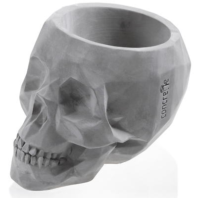 Concrette - Flowerpot Skull Medium, doniczka/osłonka betonowa neutralna