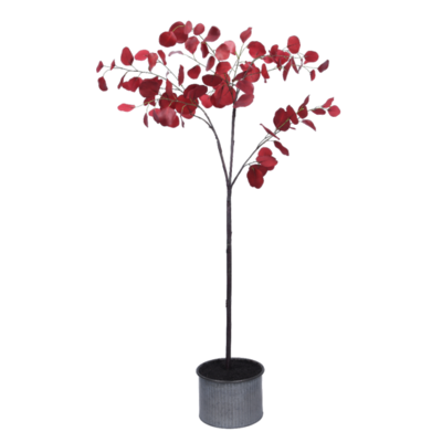 MilooHome - Bordowe drzewko dekoracyjne z liśćmi
