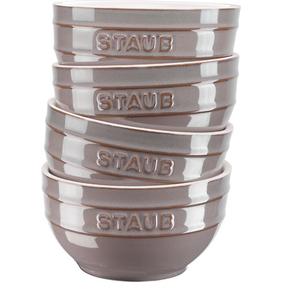 Staub - Zestaw 4 ceramicznych misek, antyczny grafitowy